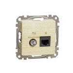   SCHNEIDER SDD180469T NEW SEDNA TV / RJ45 Cat6 UTP combination socket, birch