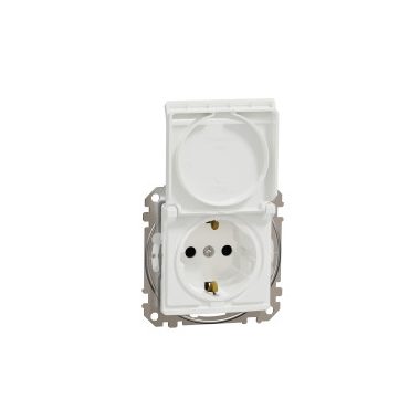 SCHNEIDER SDD211023 NEW SEDNA 2P + F socket with safety shutter, flush-mounted, screw connection, 16A, IP44, white