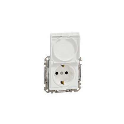   SCHNEIDER SDD211024 NEW SEDNA 2P + F socket with safety shutter, flap, spring-loaded connection, IP44, white