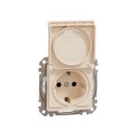   SCHNEIDER SDD212024 NEW SEDNA 2P + F socket with safety shutter, flap, spring-loaded connection, IP44, beige