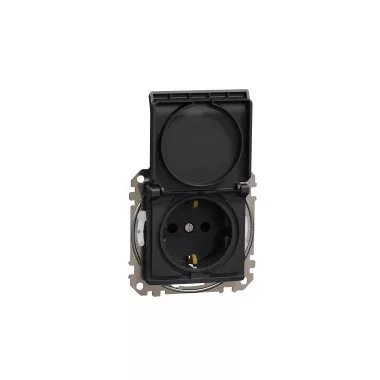 SCHNEIDER SDD214023 ÚJ SEDNA 2P+F dugalj csatlakozóaljzat biztonsági zsaluval, csapófedeles, csavaros bekötés, 16A, IP44, antracit