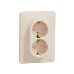   SCHNEIDER SDD312221 NEW SEDNA 2x2P + F socket with safety shutter, screw connection, 16A, with frame, beige