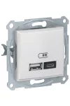 SCHNEIDER SDN2720221 SEDNA Dupla USB töltő, 2.4A, A+C, fehér SCHNEIDER SDN2720221 SEDNA Dupla USB töltő, 2.4A, A+C, fehér