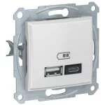   SCHNEIDER SDN2720221 SEDNA Dupla USB töltő, 2.4A, A+C, fehér