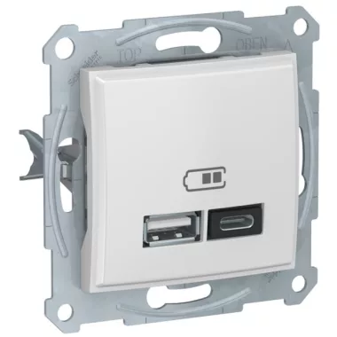 SCHNEIDER SDN2720221 SEDNA Dupla USB töltő, 2.4A, A+C, fehér