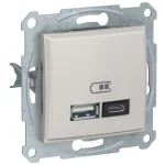   SCHNEIDER SDN2720223 SEDNA Dupla USB töltő, 2.4A, A+C, krém