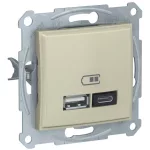  SCHNEIDER SDN2720247 SEDNA Dupla USB töltő, 2.4A, A+C, bézs