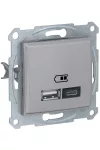 SCHNEIDER SDN2720260 SEDNA Dupla USB töltő, 2.4A, A+C, alumínium SCHNEIDER SDN2720260 SEDNA Dupla USB töltő, 2.4A, A+C, alumínium