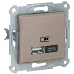   SCHNEIDER SDN2720268 SEDNA Dupla USB töltő, 2.4A, A+C, titánium