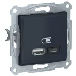   SCHNEIDER SDN2720270 SEDNA Dupla USB töltő, 2.4A, A+C, grafit