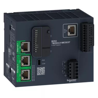 SCHNEIDER TM262L01MESE8T Modicon M262 logikai gépvezérlő PLC, 8 I/O, 5ns/inst Opt. Ethernet
