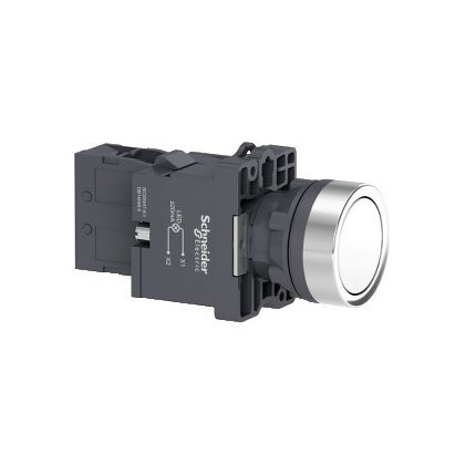 SCHNEIDER XA2EW31M1 Harmony Easy Series  Ø22 Világító nyomógomb, fehér, 220…230V AC, 1NO