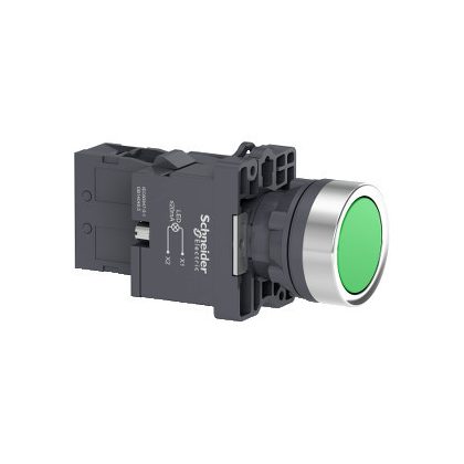   SCHNEIDER XA2EW33M1 Harmony Easy Series  Ø22 Világító nyomógomb, zöld, 220…230V AC, 1NO
