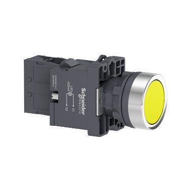 SCHNEIDER XA2EW35M1 Harmony Easy Series  Ø22 Világító nyomógomb, sárga, 220…230V AC, 1NO