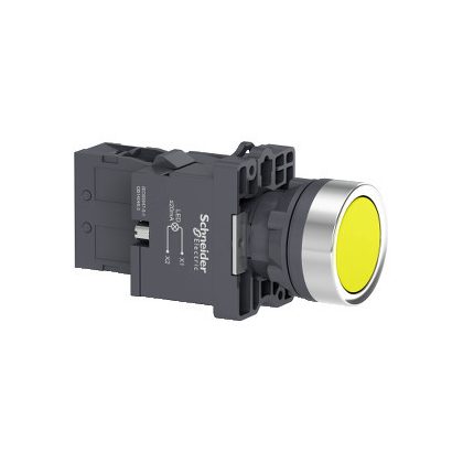SCHNEIDER XA2EW35M1 Harmony Easy Series  Ø22 Világító nyomógomb, sárga, 220…230V AC, 1NO
