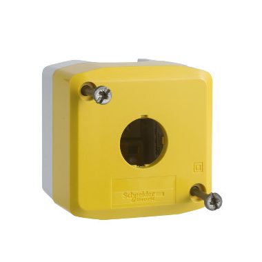 SCHNEIDER XALK01CUST01 Harmony XALK tokozat vészleállítóhoz, sárga, üres, 1 kivágás, személyre szabható