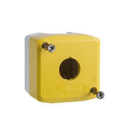   SCHNEIDER XALK01CUST01 Harmony XALK tokozat vészleállítóhoz, sárga, üres, 1 kivágás, személyre szabható