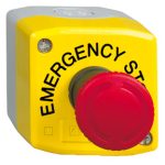   SCHNEIDER XALK178GTH29 Harmony XALK tokozott vészgomb, sárga, 1 piros gombafejű nyomógomb, forgatásra kioldó, 1NO+2NC, "EMERGENCY STOP