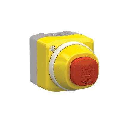   SCHNEIDER XALK84W3BE Harmony XALK tokozott vészgomb, piros világító gyűrű, forgatásra kioldó, 24 VAC/DC, 1NO+1NC