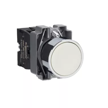 SCHNEIDER XB2BA11C Easy Harmony XB2, Nyomógomb, fehér, 1 NO, fém, panelbe süllyesztett, 22mm, visszatérő, jelöletlen