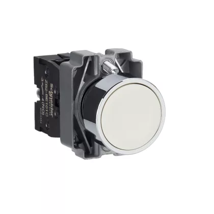   SCHNEIDER XB2BA11C Easy Harmony XB2, Nyomógomb, fehér, 1 NO, fém, panelbe süllyesztett, 22mm, visszatérő, jelöletlen
