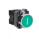   SCHNEIDER XB2BA3311C Easy Harmony XB2, Nyomógomb, zöld, 1 NO, jelölt I, fém, panelbe süllyesztett, 22mm, visszatérő