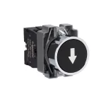   SCHNEIDER XB2BA3351C Easy Harmony XB2, Nyomógomb, fekete, 1 NO, jelölt, nyíl fel, fém, panelbe süllyesztett, 22mm, visszatérő