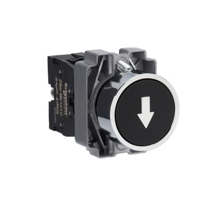   SCHNEIDER XB2BA3351C Easy Harmony XB2, Nyomógomb, fekete, 1 NO, jelölt, nyíl fel, fém, panelbe süllyesztett, 22mm, visszatérő