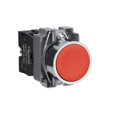 SCHNEIDER XB2BA42C Easy Harmony XB2, Nyomógomb, piros, 1 NC, fém, panelbe süllyesztett, 22mm, visszatérő, jelöletlen