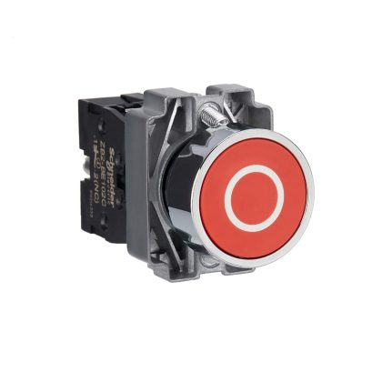  SCHNEIDER XB2BA4322C Easy Harmony XB2, Nyomógomb, piros, 1 NC, jelölt O, fém, panelbe süllyesztett, 22mm, visszatérő