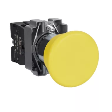 SCHNEIDER XB2BC51C Easy Harmony XB2, Nyomógomb, gombafejű, sárga, 1 NO, fém, 22mm, fej 40mm