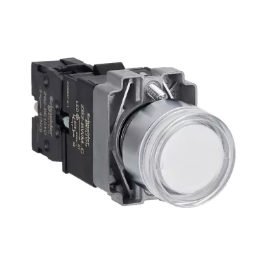 SCHNEIDER XB2BW31M1C Easy Harmony XB2, Világító nyomógomb, fehér, AC 220V, fém, panelbe süllyesztett, 22mm, visszatérő