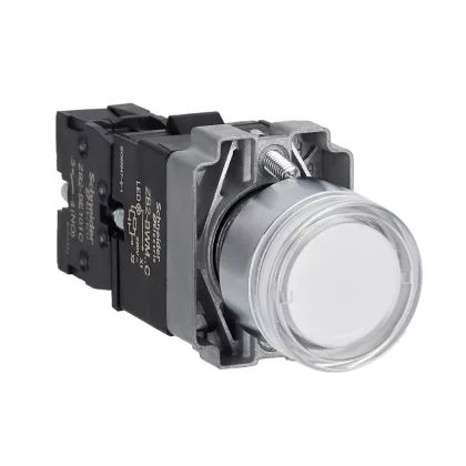 SCHNEIDER XB2BW31M1C Easy Harmony XB2, Világító nyomógomb, fehér, AC 220V, fém, panelbe süllyesztett, 22mm, visszatérő