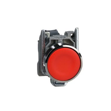SCHNEIDER XB4BA42 Harmony komplett fém nyomógomb, Ø22, visszatérő, 1NC, piros