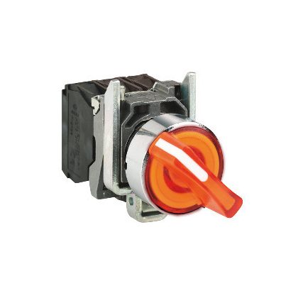   SCHNEIDER XB4BK135M5 Harmony komplett fém LED világító választókapcsoló, Ø22, 3 állású, 230  VAC, 1NO+1NC, narancs