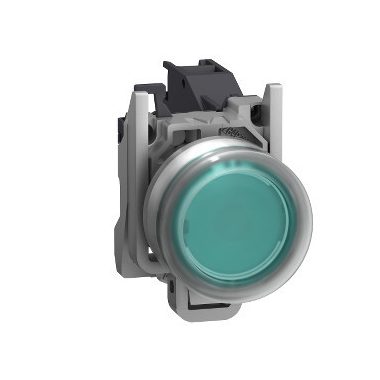 SCHNEIDER XB4BP381GEX Harmony ATEX DG komplett nyomógomb, Ø22, védősapkás, 1NO, betehető címke, zöld