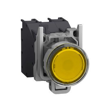 SCHNEIDER XB4BP583BM5GEX Harmony ATEX DG komplett világító nyomógomb, Ø22, védősapkás, 1NO, 24-240V, sárga