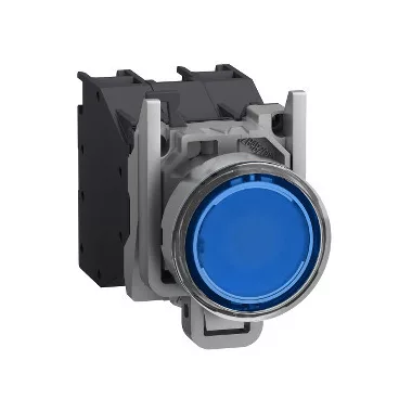 SCHNEIDER XB4BP683BM5GEX Harmony ATEX DG komplett világító nyomógomb, Ø22, védősapkás, 1NO, 24-240 VAC/DC, kék
