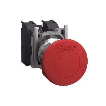   SCHNEIDER XB4BS8445GEX Harmony ATEX DG komplett vészkapcs. 40mm fej, Ø22, 1NO+1NC, forgatásra kioldó, piros