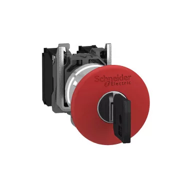 SCHNEIDER XB4BS9445EX Harmony ATEX D komplett gombafejű vészkioldó 40mm, Ø22, 1NO+1NC, 455 kulcsos, piros