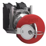 SCHNEIDER XB4BS9445GEX Harmony ATEX DG komplett vészkapcsoló 40mm fej, Ø22, 1NO+1NC, 455 kulcsos, piros