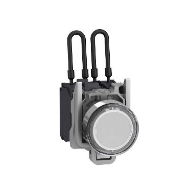 SCHNEIDER XB4BW21G5 Harmony komplett fém nyomógombos LED tesztlámpa, Ø22, 110/120 VAC, fehér