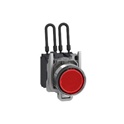   SCHNEIDER XB4BW24G5 Harmony komplett fém nyomógombos LED tesztlámpa, Ø22, 110/120 VAC, piros