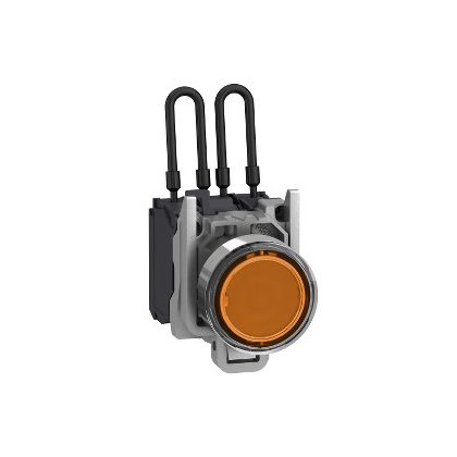   SCHNEIDER XB4BW25G5 Harmony komplett fém nyomógombos LED tesztlámpa, Ø22, 110/120 VAC, narancssárga
