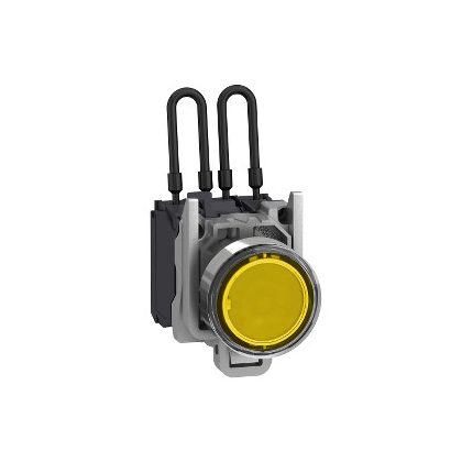   SCHNEIDER XB4BW28G5 Harmony komplett fém nyomógombos LED tesztlámpa, Ø22, 110/120 VAC, sárga