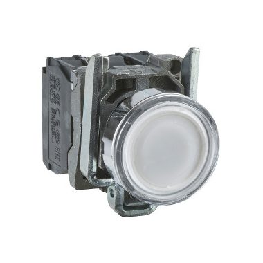 SCHNEIDER XB4BWCUST04 Harmony komplett fém LED világító nyomógomb, Ø22, visszatérő, 110 VAC, 1NO+1NC, személyre szabott