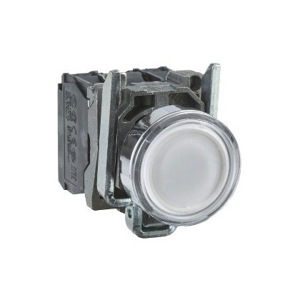   SCHNEIDER XB4BWCUST04 Harmony komplett fém LED világító nyomógomb, Ø22, visszatérő, 110 VAC, 1NO+1NC, személyre szabott