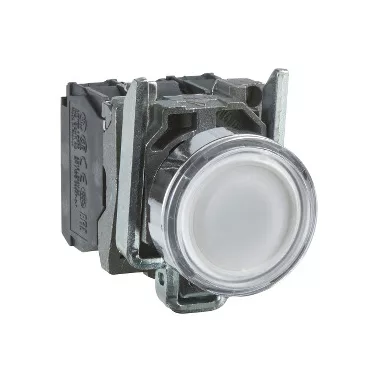 SCHNEIDER XB4BWCUST05 Harmony komplett fém LED világító nyomógomb, Ø22, visszatérő, 230 VAC, 1NO+1NC, személyre szabott