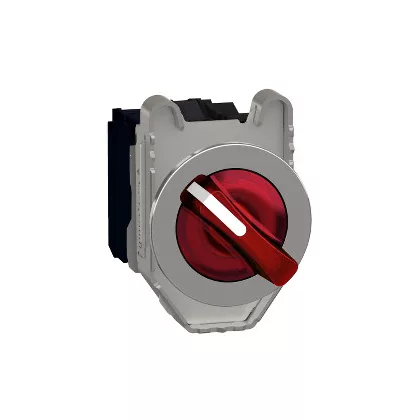   SCHNEIDER XB4FK124B5 Harmony panelbe süllyesztett komplett fém világító választókapcsoló, Ø30, 2 állású, 24 V, 1NO+1NC, piros