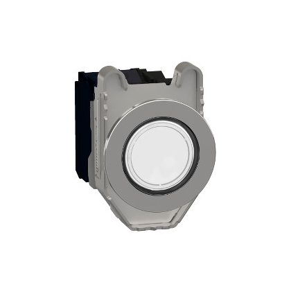   SCHNEIDER XB4FW31G5 Harmony panelbe süllyesztett komplett fém LED világító nyomógomb, Ø30, 1NO, 120 VAC, fehér